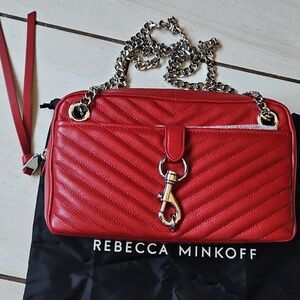 NWT $348 Rebecca Minkoff Quilted Red Leather Crossbody Shoulder Bag